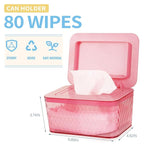 Wipes Dispenser, One-Handed Operation Wipe Holder for Baby & Adult, Seal-Designed Wipes Container for Bathroom Keep Diaper Wipes Fresh (Pink)