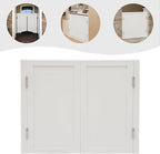 Solid Wood Interior Swing Door with Metal Hinges - Swinging Cafe Doors for Kitchen, Stairs, Bedroom Entrance & Partition (White, 39.37"X35.43")