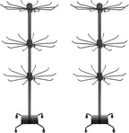 3 Tier Spinner Display Rack Retail Display Stand Metal Rotating Display Rack for Jewelry Keyring Socking HatsToys，Movable Shop Spinner，Adjustable height， Black,Pack of 2
