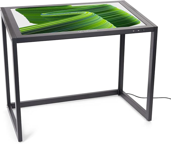 Displays2go 43" Interactive Touch Desk with PCAP Touchscreen – Digital Display Desk, Wheelchair Accessible, Touchscreen Kiosk for Retail & Education – Black