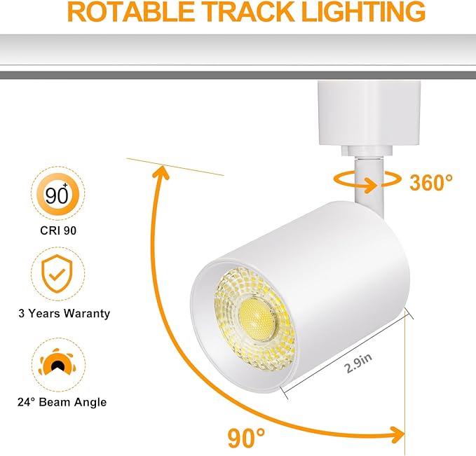 VANoopee 16-Pack 10W Dimmable LED Track Lighting Heads H Type Track Light Replacement Fixtures Bright 4000K Neutral White Ceiling Spotlight for Accent Task Art, Flicker Free CRI90+ 24° 800lm White