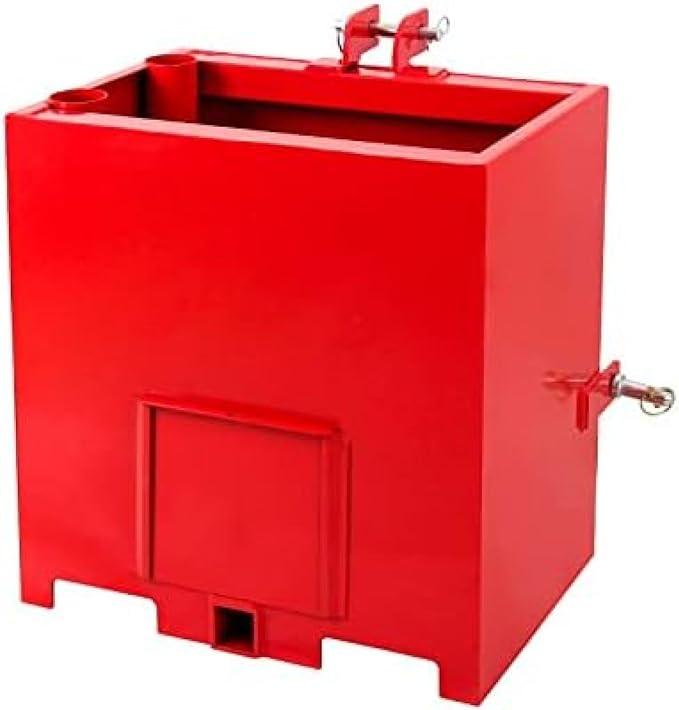 3 Point Hitch Ballast Box, 800 Lbs Tractor Ballast Box with 2'' Quick Hitch Receiver for 3 Point Category 1 Tractors, Loaders and Skid Steers,Red