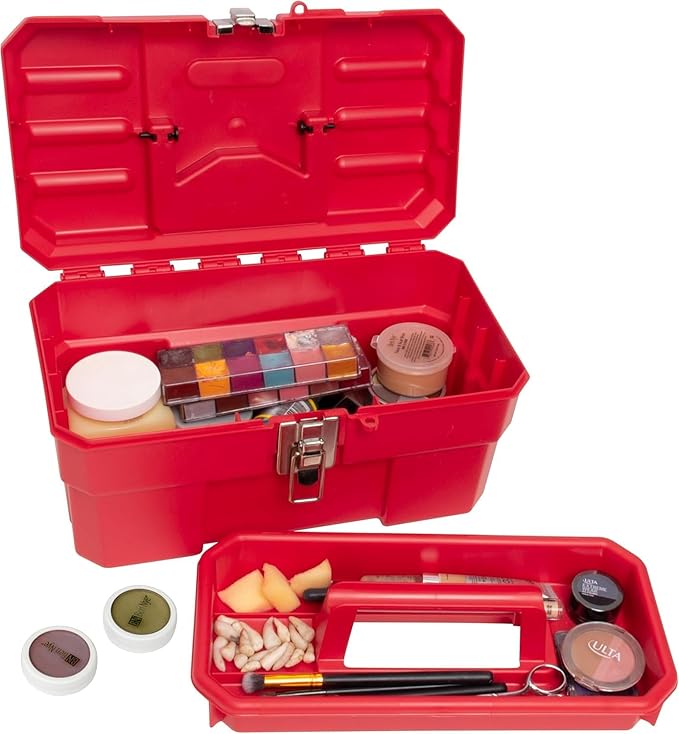 Akro-Mils 09514 ProBox 14-Inch Plastic Toolbox for Tools, Hobby or Craft Storage Toolbox with Removable Tray, 14-Inch x 8-Inch x 8-Inch, Red, 6-Pack