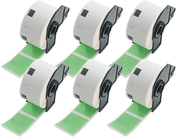 BETCKEY - White Food Labels Replacement for Brother DK-1220 (1.5 in x 1.8 in), Compatible with Brother QL Label Printers [6 Rolls/3720 Labels, Green]