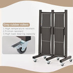 GYMTIME Expandable Metal Barricade, Safety Barrier with Casters, Retractable Garden Fence, Folding Security Temporary Gate for Home Indoor, Upgrade Stainless Steel Edge Posts, Brown, 23 Feet