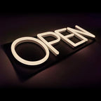 HiNeon Neon Open Sign 20inx7in LED Open Sign w/Remote Controller, Electric Light Up Open Sign for Business Store, w/Hanging Chain for Shop Windows, Direct Plug-In w/ 12V Power Adapter, Warm White