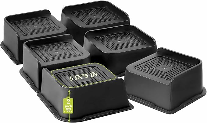 Bed Risers 1 inch, 2 inch, 3 inch, 4 inch, 6 inch, 8 inch Heavy Duty, Oversized Furniture Riser for Couch Sofa Table Chair Leg Frame Dorm, Support up to 6000 Lbs (Black 6 Pack, 2 inch)