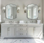 ANDY STAR Brushed Nickel Bathroom Mirror, 24x36’’ Silver Wavy Wall Mirror, Modern Bathroom Vanity Mirror HD Reflection, Anti-Rust Metal Frame Mirror for Bathroom Hangs Vertical or Horizontal