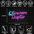 One More Chapter Neon Sign Read Book Neon Light for Wall Decor Dimmable Pink Letter Reading LED Neon Sign for Study,Library,Book Shop,Classroom Decoration