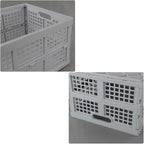 Hespapa 35 Quart Folding Crates, Plastic Collapsible Storage Container Milk Crate Baskets(Grey, 2 Pack)