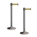 CCW Set of 2 Retractable Belt Barriers Stanchion, Polished Stainless Steel Post, RBB-100 (11 Foot Belt, Yellow"Danger - Keep Out" Black Letters Belt)