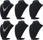 Necklace Display Stand for Selling, Necklace Holder Organizer, Jewelry Display for Vendors,Velvet Chain Jewelry Bust Holder Organizer (6, Black)