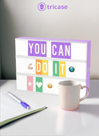Purple Cinema Light Box with 312 Letters, Emojis & 3 Markers - Led Light Box Sign for Home & Purple Bedroom Decor for Girls - Light Up Letter Board - Best Gift Idea for Girls on Christmas