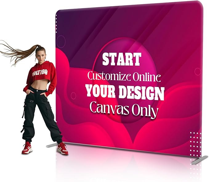 Custom Tension Fabric Display Backdrop Trade Show Backdrop for Weddings, Events, Booth (Banner only, Double Sided Print 7.5x7.5 Ft)