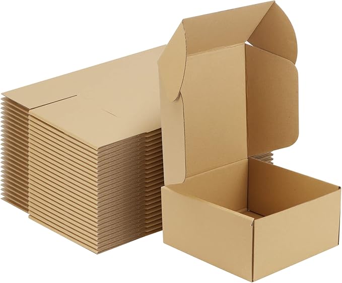 MEBRUDY 8x8x4 Inches Shipping Boxes Pack of 25, Small Corrugated Cardboard Box for Mailing Packing Literature Mailer