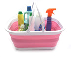 SAMMART 15.5L (4.1 Gallons) Collapsible Tub with Handle - Portable Outdoor Picnic Basket/Crate - Foldable Shopping Bag - Space Saving Storage Container (Pink)