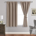 JIUZHEN Blackout Curtains for Bedroom – Thermal Insulated,Noise Reducing Room Darkening Privacy Rod Pocket Drapes for Living Room, Set of 2 Panels with Tiebacks, 42 x 54 inch Long, Camel