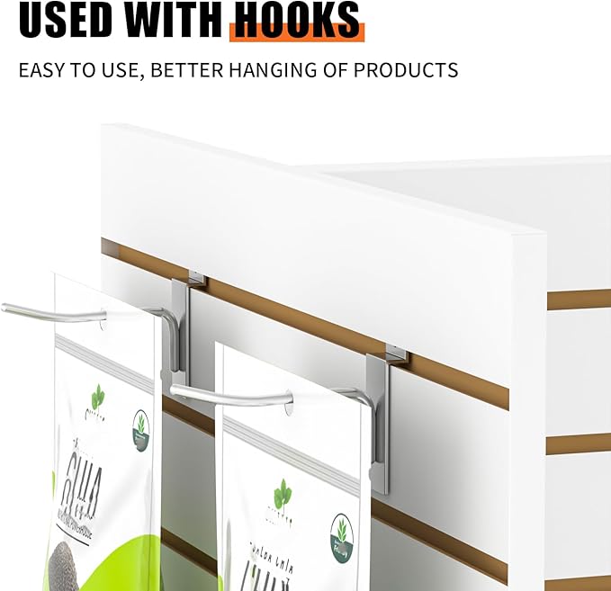 49.5”W x 24”D x 54”H - Retail Slat Wall Gondola Display with 3” Slatwall Units，White Versatile H-Unit Slatwall Display Stand