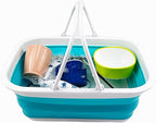 SAMMART SAMMART 9.2L (2.37Gallon) Collapsible Tub with Handle - Portable Outdoor Picnic Basket/Crater - Foldable Shopping Bag - Space Saving Storage Container (1, Bright Blue)