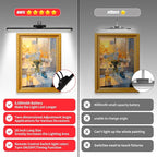 26" Wireless Picture Lights, Rechargeable Battery Art Display Light with Remote Control, Dimmable/Timer Off Dartboard Light, 3 Lighting Modes Full Metal Painting Display Lights (Nickel-1 Pack)