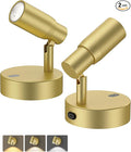 PESUTEN Spot Lights Indoor, Rechargeable Picture Light with Remote, Dimmable CCT Spotlight for Wall Art, 6000mAh Battery Uplights Indoor with Timer for Plant Artwork Painting Sofa Corner Light Gold