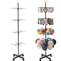 Ripeng 1 Pcs 4‑Tier Retail Display Stand – Rotating Display Rack with Wheels for Jewelry Keychains Socks Hats – Adjustable Movable Shop Spinner for Craft Shows Vendor Events & Stores Accessories,Black