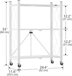 ALANNG Storage Shelves with Wheels, Bookshelf with Storage, No Assembly Metal Rack Cart for Kitchen, Office, Laundry, Garage (3 Tier, White)
