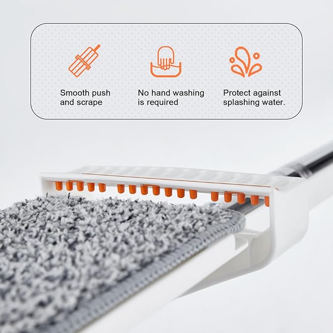 Microfiber Floormop – 49.6x14.1x4.3in Flat Wet Dry Dustmop, Sellf-Wringer Stainless Steel Handlemop | Reusable Machine Washablemop Pads, Easy Household Cleaning Tool for Home Offices
