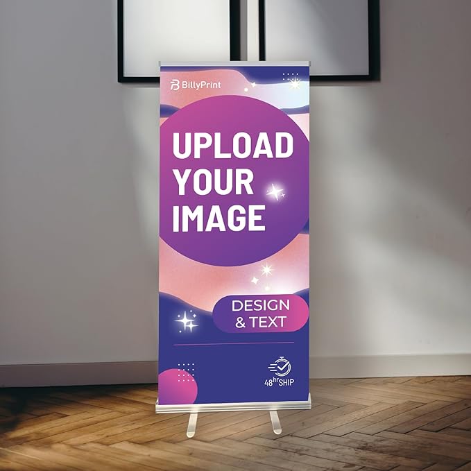 BillyPrint Custom Retractable Banners 47x81in with Standard Stand, Customizable Sign for Business, Corporate Events, Advertising - Customized Prints with Travel Bag - 1 unit