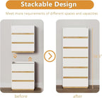 Large Modern Nightstand White Bedside Table, 3 Drawer Dresser Wood Stackable Storage Drawers for Clothes for Closet, Bedroom, 24"x16"x29"