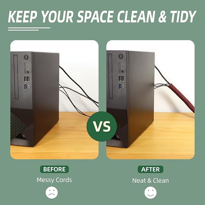 Split Wire Loom Tubing, Cable Protector Sleeve, Braided Cable Management for TV/Computer/Home Theater/Engine Bay, Cord Protectors from Pets No Chew (Red and Black, 1/2"-10ft)