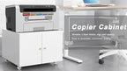 Print Mobile Printer Stand, Rolling Filing Cabinet, Lateral Office Filing Cabinet fits A4 or Letter Size for Home Office (White, H17.72)