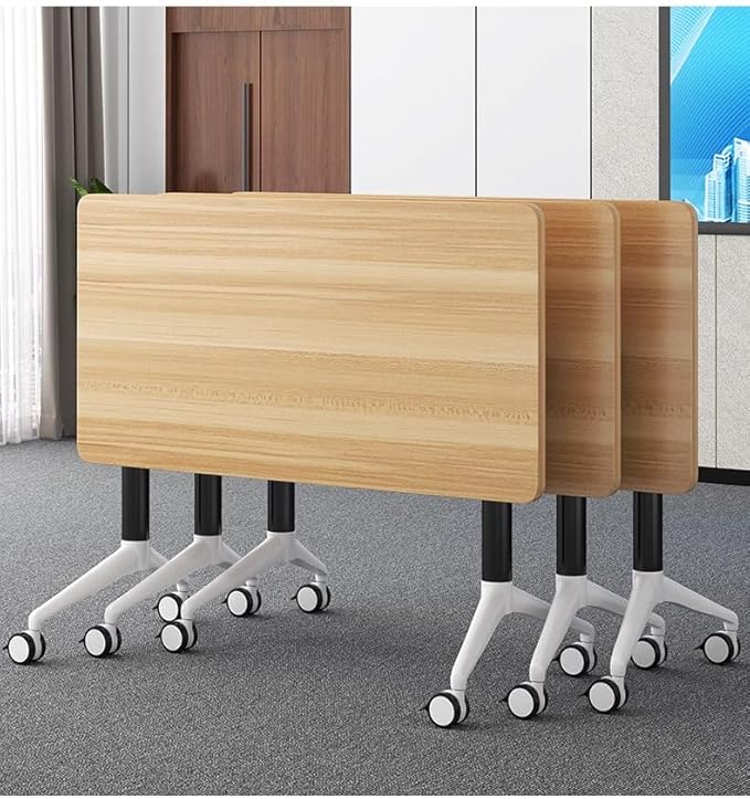 Conference Table Foldable Meeting Tables, Mobile Training Table with Wheels, Flip Top Rolling Seminar Meeting Tables for Office,Meeting Room,classr