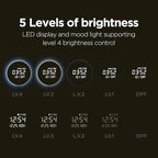 mooas Full Moon LED Silent Wooden Digital Wall Clock with Remote Control, Backlight Nightlight Digital Wood Wall Clock, Sunrise Alarm Melody, 5 Level Brightness Modern Decorative Office Livingroom