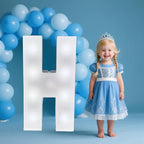 PRELIFE MEMORY 3FT/36 Inch Light Up Marquee Letter A-Z, White Frame KT Board Plug-in KT Board with Bracket White LED Party Decorative Light Decoration for Birthday Party Anniversary (H)