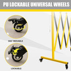 Metal Expandable Barricade, 23 Ft Retractable Fence Outdoor, Mobile Safety Barrier Gate, Easily Assembled Expanding Gate with Casters, Collapsible Accordion Barricade Gate Outdoor