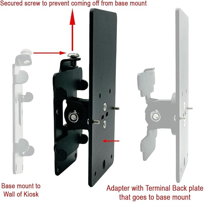 POS Kiosk Flush Mount for Pax S300, A35, – Secure Countertop Payment Terminal Recessed Mount with Cable Management Anti-Theft Steel Mounting Plate Black