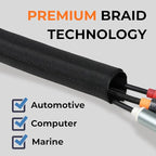 5/16 inch Split Braided Cable Management Sleeve for USB Cable Power Cord Audio Video Cable, Wire Loom Cord Protector from Cat Dog Chewing (Black, 25FT)