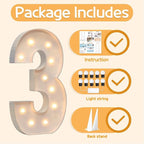 Marquee Numbers 4 Feet Tall Large Light Up Numbers 3th 13th 30th Three RexBirthday Decorations Big Yellow Light Outdoor Anniversary Decorations Balloon Arch Kit Party Backdrop 3