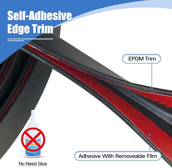 Rubber Edge Trim, Self-Adhesive Rubber Edge Trim, Edge Protector for Sheet Metal, EPDM Material, Fit 1/16"(1.6mm), Length 10Ft, Black Color, U Channel Edge Trim