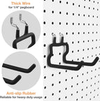 G.CORE 24-Pack Pegboard Hooks, 2" 4" Peg Board Tool Utility Hangers Fit 1/4" Pegboards, Heavy Duty Metal Shelving Brackets, Wall Organizers and Storage for Craft Room Garage Workbench Office (Black)