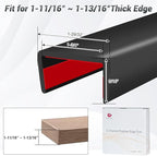Rubber Edge Trim, 1-3/4 inch (45mm) Wide U Channel Edge Trim, Big Size U Shaped Trim, Self Adhesive Edge Banding for Plywood, Woods,Interior Doors, Countertop, Length 20Ft, Black