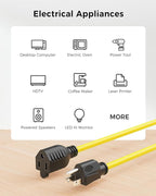 [UL Listed] Cable Matters 2-Pack 16 AWG Heavy Duty 13A Power Extension Cord - 6ft, 3 Prong Power Cord Extension, NEMA 5-15P to NEMA 5-15R, Yellow
