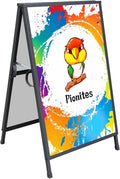 Heavy Duty Slide-in Folding A Frame Sign Sidewalk Sign 24x 36 Inch Sandwich Board Steel Metal Double-Side Pavement sign Corrugated Plastic Poster (24x36 inch(Frame only))