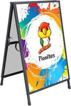 Heavy Duty Slide-in Folding A Frame Sign Sidewalk Sign 24x 36 Inch Sandwich Board Steel Metal Double-Side Pavement sign Corrugated Plastic Poster (24x36 inch(Frame only))