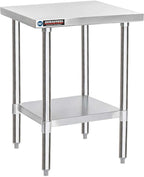 DuraSteel 30x18 Small Stainless Steel Table - NSF Commercial Kitchen Island Food Prep Worktable - Metal Side Mixer Stand with Under Shelf - For Laundry Room, Kitchen, Outdoor Grill, Tiny Spaces