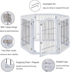 unipaws 144" Extra Wide Dog Gate and Pet Playpen, Free Standing Tall Dog Fence with Walk Through Door, Barriers for Home, Use as Indoor Dogs Cats Pen, Rabbit Pen, White