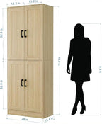 71" Tall Kitchen Pantry Cabinet, Freestanding Food Storage Organizer with Doors & Adjustable Shelves, Large Utility Hutch Cupboard for Dining Room, Living Room, Bathroom & Home Office, Oak