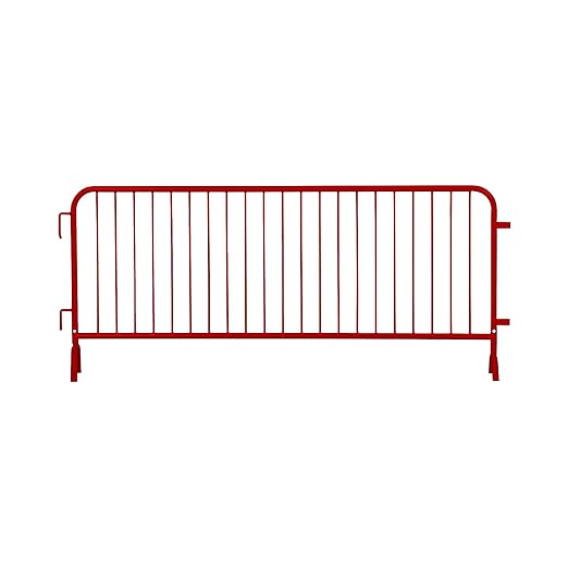 Angry Bull Barricades Metal Interlocking Steel Barricade (8.5 Ft. Heavy Duty, Bridge Feet, Red Powder Coated, Set of 10)