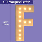 Marquee Letters 4 Feet Tall, 4FT Large Light up Letters F, Big Sign F with Warm White Light for Birthday Wedding Proposal Engagement Graduation Party Backdrop Decorations